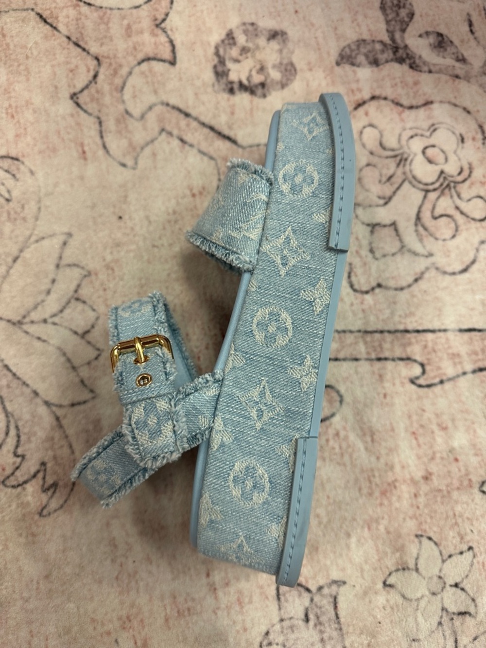 Size 38 100% authentic Louis Vuitton wedges denim - Picture 12 of 15